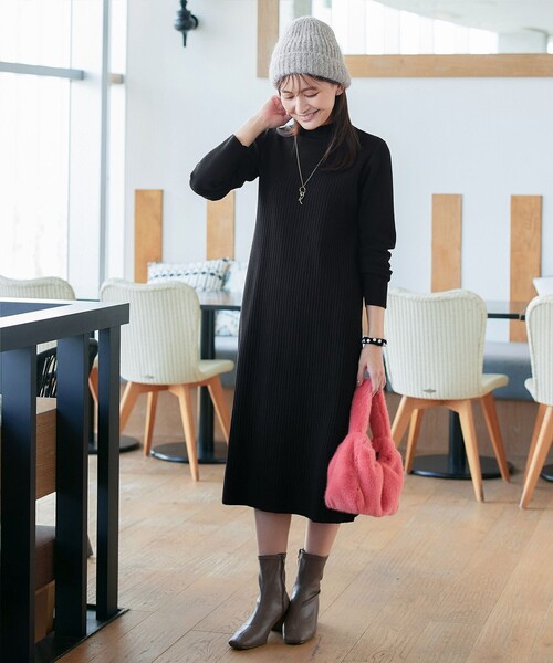Tiaclasse ワンピース 「安田美沙子さん着用」リブ切替ニット