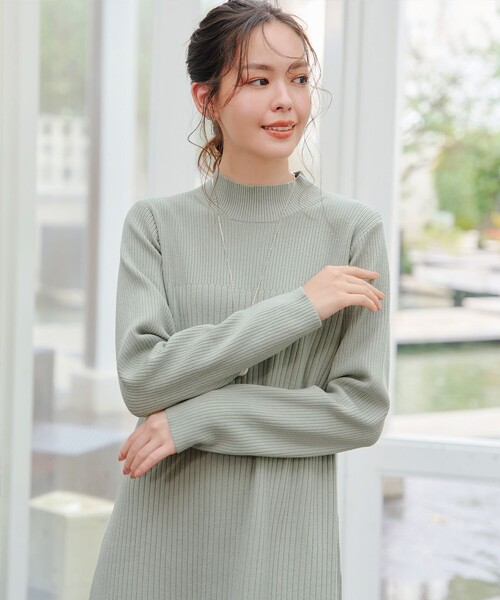 Tiaclasse ワンピース 「安田美沙子さん着用」リブ切替ニット