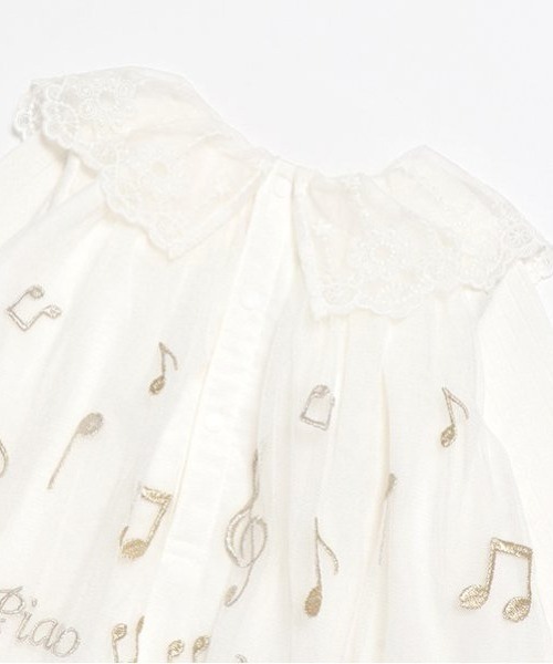 mezzo piano セットアップ 音符刺繍チュールワンピース＆ブルマ付  