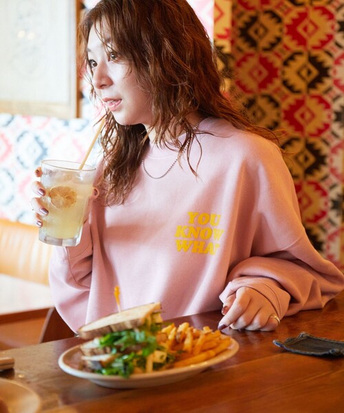 トレーナー スウェット 限定展開 YOU KNOW WHAT×FREAK'S STORE 別注 ビッグシルエット フロッキープリント クルーネックスウ | FREAK'S STORE | 02