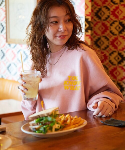 トレーナー スウェット 限定展開 YOU KNOW WHAT×FREAK'S STORE 別注 ビッグシルエット フロッキープリント クルーネックスウ | FREAK'S STORE | 22