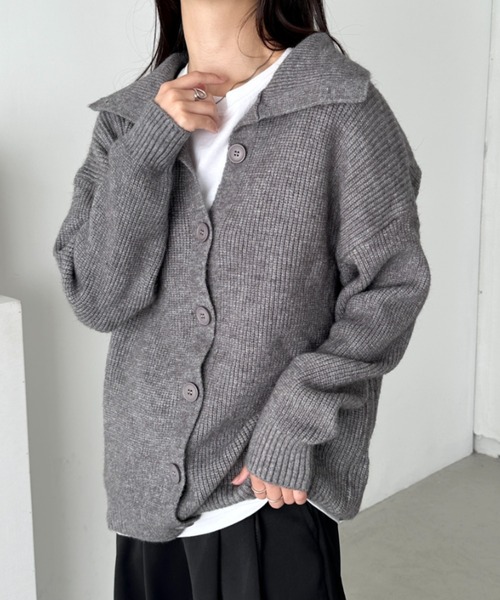 CLEA ニット セーター ハイネックルーズニットカーディガン レディース