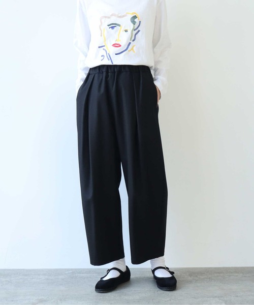 yuni スラックス パンツ ウォッシャブルウール ゴムタックパンツ  