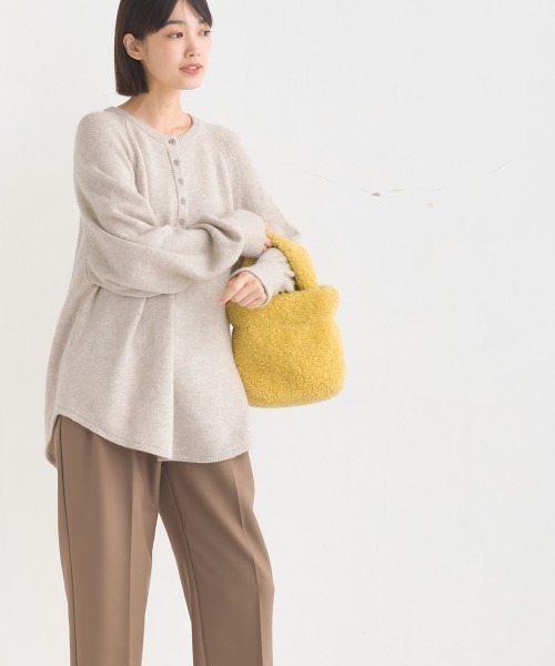 OMNES（ファッション） tシャツ ウール混ヘンリーネックニット