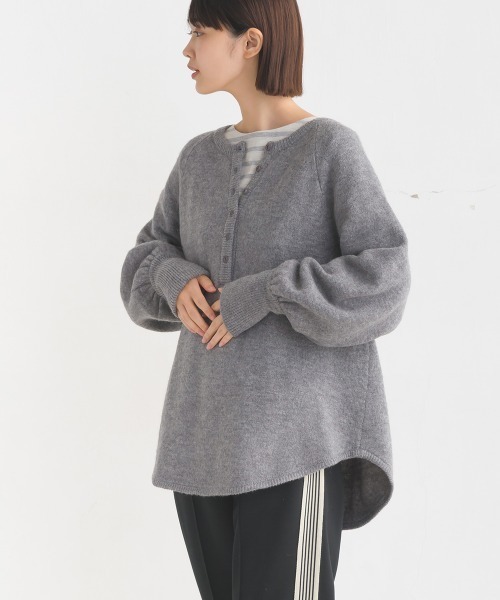 OMNES（ファッション） tシャツ ウール混ヘンリーネックニット