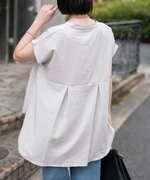 ＆HALF ブラウス シャツ ビンテージサテン半袖ブラウス