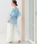ワイドパンツ パンツ フロントタックハイウエス...の詳細画像1