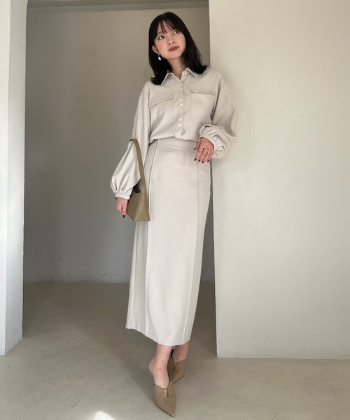 anuans（アニュアンス） ブラウス シャツ ダブルサテンボリューム