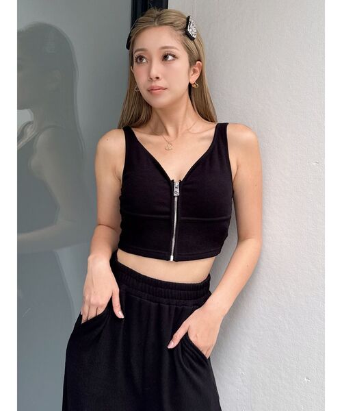 GYDA（ジェイダ） タンクトップ ノースリーブ リップルプリーツGG