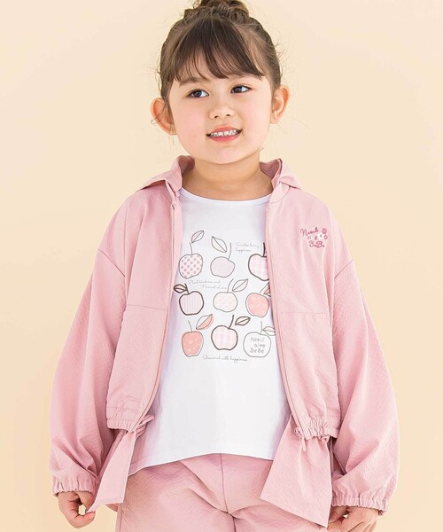 ブルゾン アウター リップルストライプペプラム/フード取り外しジャケット(90~130cm) キッズ 子供服 男の子 女の子