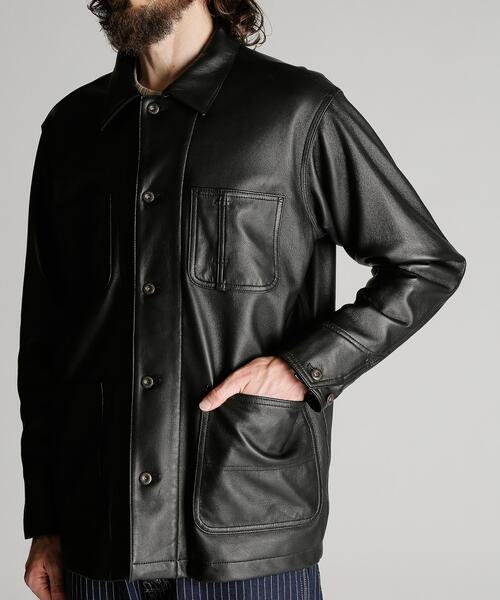 革ジャン ライダース Schott/ショット/LAMB LEATHER COVERALL JACKET/ラムレザー カバーオール ジャケットの画像