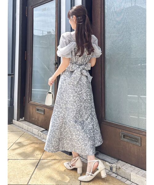 【新品タグ付】完売 dazzlin シアーベールジャガードワンピース ネイビーM dazzlin ドレス シアーベールジャガードワンピース : ZOZOTOWN