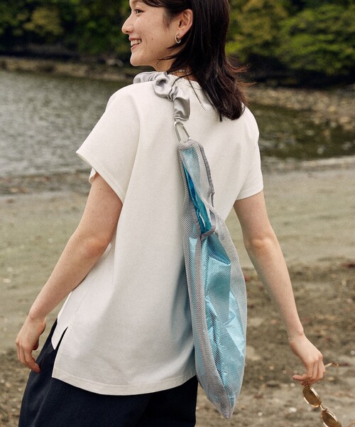 【新品】メッシュトート メッシュバッグ 巾着バッグ ショルダー フリルバッグ 黒 SALE✨¥2500引き】メッシュトート ショルダー フリルバッグ 黒