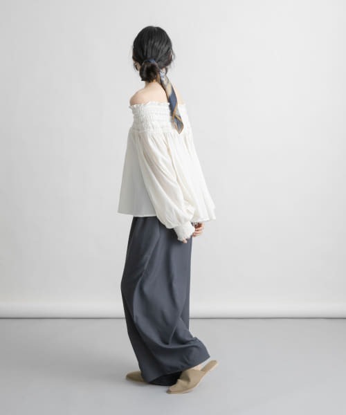 ブラウス シャツ ペプラムシャーリングブラウス 145487 レディース OPAQUE.CLIP ブラウス シャツ シャーリングペプラムブラウス