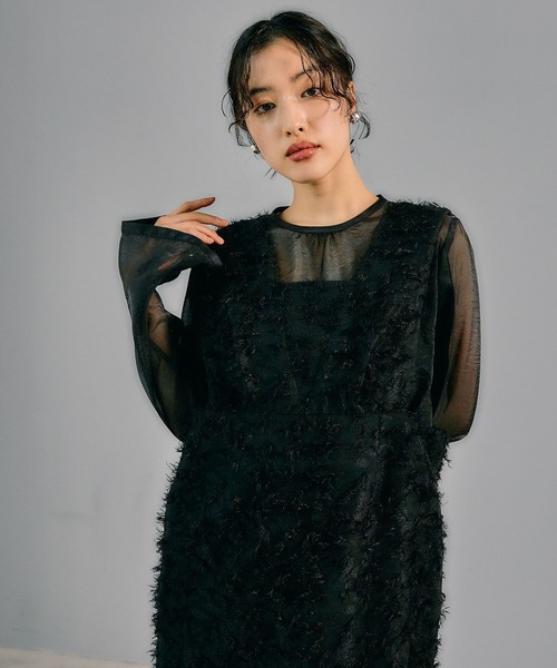 ⭐︎まるこ　LEPSIM ジャガードインナー付きワンピース LEPSIM ドレス 「結婚式／オケージョン」ジャガードインナー付き