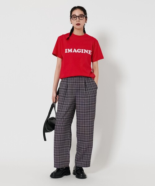 tシャツ FAKE NEWSプリントジャージーTシャツ レディース FIRST DOWN tシャツ ロゴ コットンジャージー ロングスリーブ T