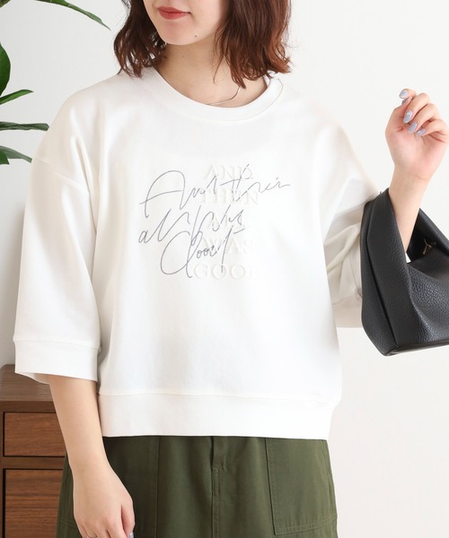 tシャツ EGLANTINE ダブルロゴカットソー 7分袖プルオーバー レディース