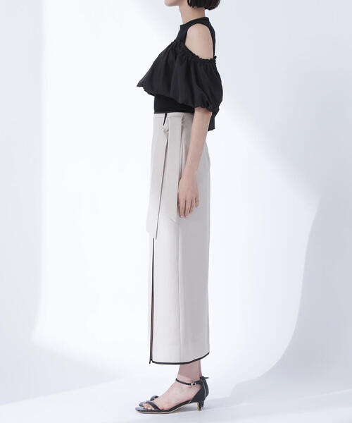 NATURAL BEAUTY BASIC スカート バイカラーラップナロースカート