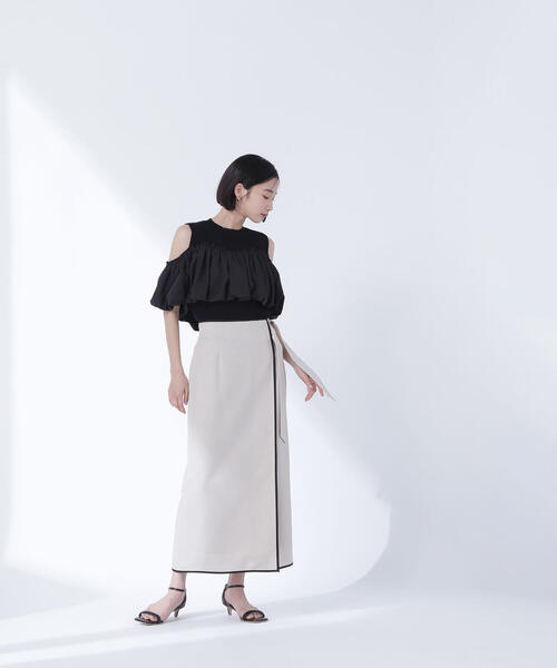 NATURAL BEAUTY BASIC スカート バイカラーラップナロースカート