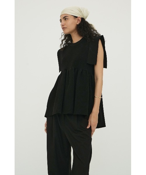 CLANE ニット セーター SQUARE SELEEVE GATHER KNIT TOPS 18106