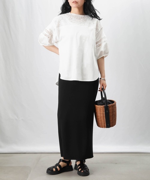 tシャツ LC/LLL 袖Vレース切替トップス レディース LADY LUCK LUCA tシャツ LC/LLL 袖Vレース切替トップス