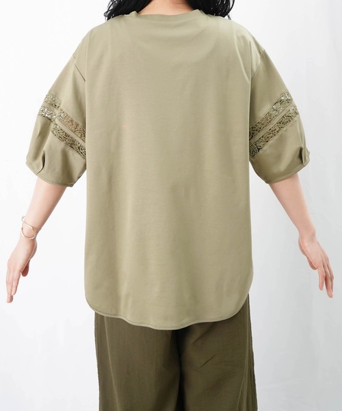 マルシャルテル LADY LUCK LUCA バックロゴ ドッキングスウェット LADY LUCK LUCA tシャツ LC/LLL レースライン袖TOPS レディース