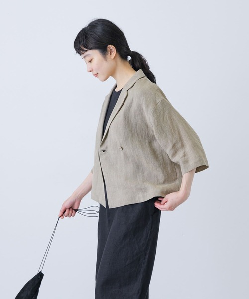 kanaaaかぐれ　リネン　ハーフスリーブダブルジャケット かぐれ（カグレ）の「ハーフスリーブダブルジャケット（その他