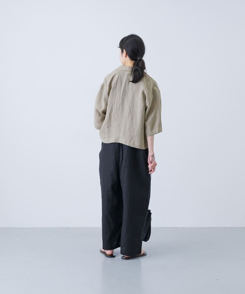 かぐれ コート アウター リネンハーフスリーブジャケット