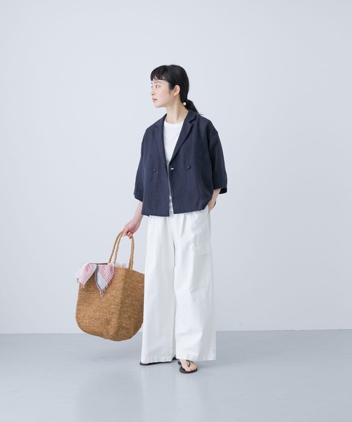 かぐれ コットンリネンラミーハーフスリーブジャケット