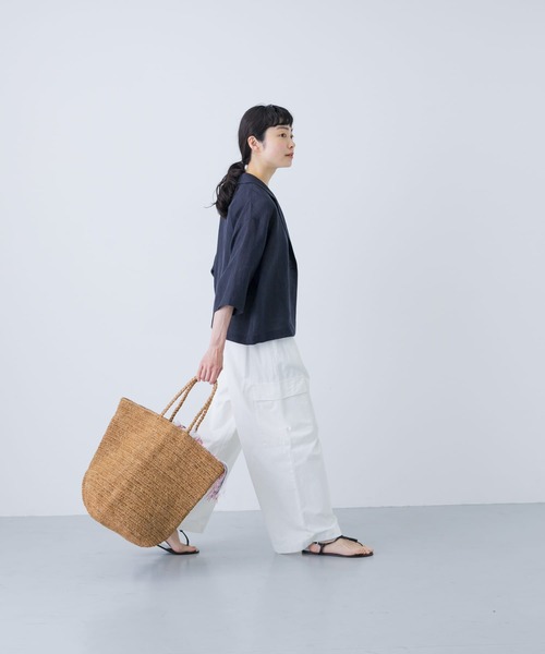 かぐれ コート アウター リネンハーフスリーブジャケット