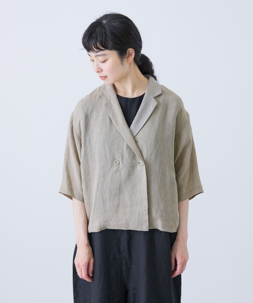 未使用品 かぐれ コットンリネンラミーハーフスリーブジャケット