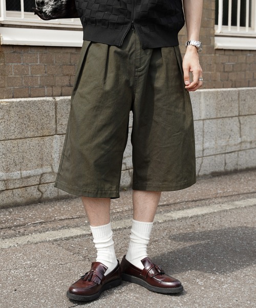 【Bleme】 ヘビーツイル ワイドストレートダブルインタック グルカチノパンツ ヘビーツイル ワイドストレート ダブルインタック グルカ