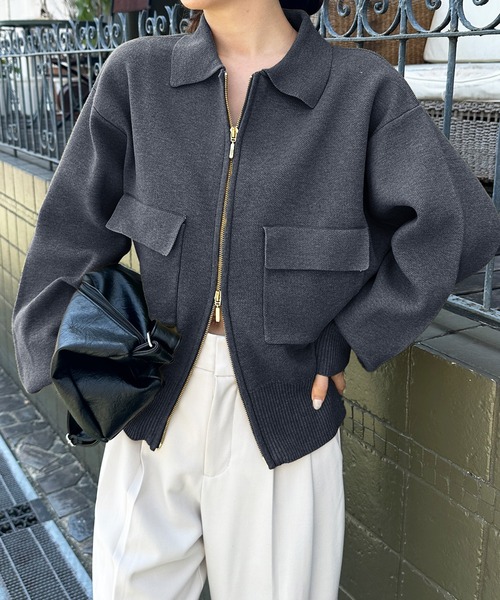 rough＆swell ニット　ブルゾン　ジャケット　ダブルジップ ダブルジップニットブルゾン - ベルーナ【公式】