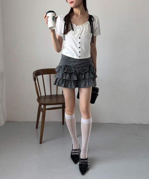 nice claup ナイスクラップ レイヤード半袖トップス one after another NICE CLAUP｜newシャツレイヤードトップス