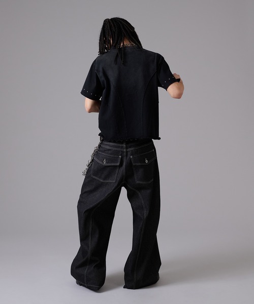 【新品】OHOTORO Curve Tucked Jeans M short 黒 pot black jeans (SS) | OHOTORO