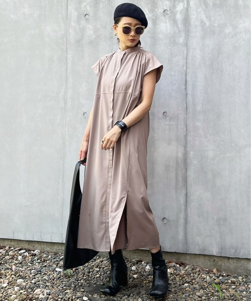 「ECRIRE」 ノースリーブワンピース S グレー レディース_画像6