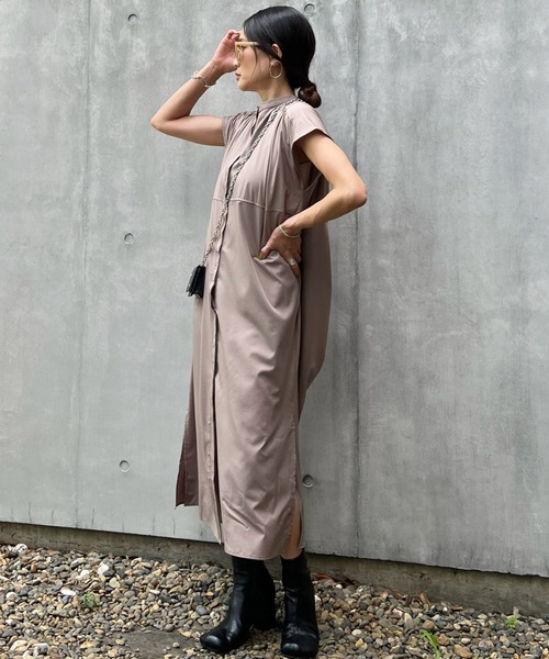 「ECRIRE」 ノースリーブワンピース S グレー レディース_画像8