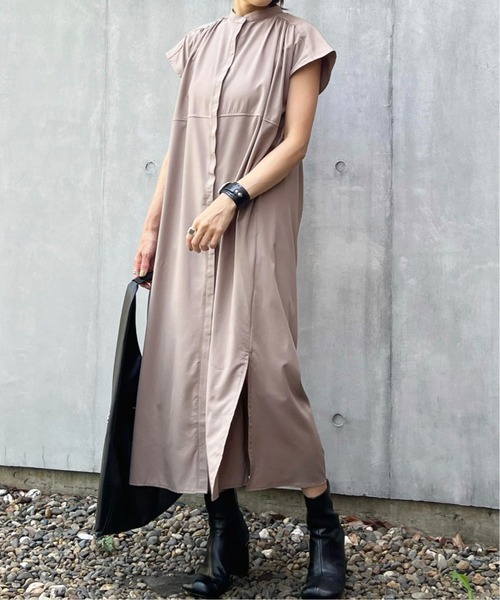 「ECRIRE」 ノースリーブワンピース S グレー レディース_画像9