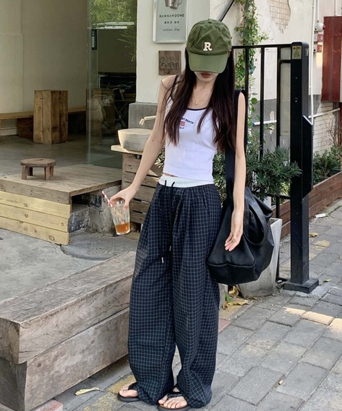 MAISON DE THERESE（メゾン ド テレーズ） パンツ ウエスト紐チェック