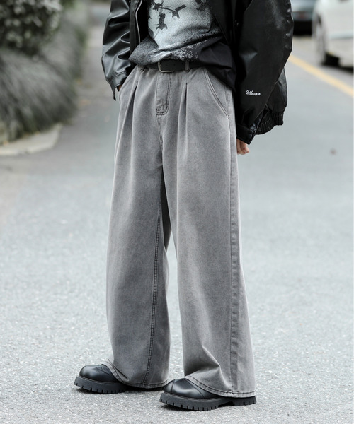 「neos」 加工デニムパンツ MEDIUM ブラック メンズ