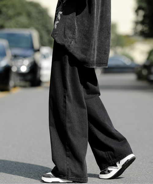 「neos」 加工デニムパンツ MEDIUM ブラック メンズ