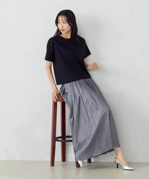 [COMME CA ISM] короткий рукав футболка MEDIUM черный женский 