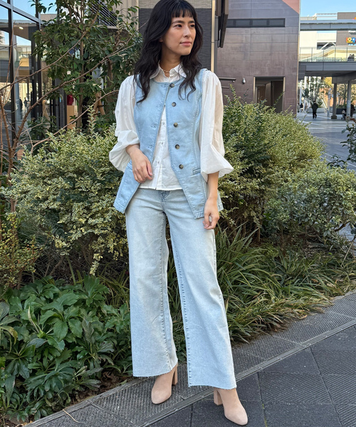 「BANANA REPUBLIC FACTORY STORE」 ベスト 2 ライトインディゴブルー レディース