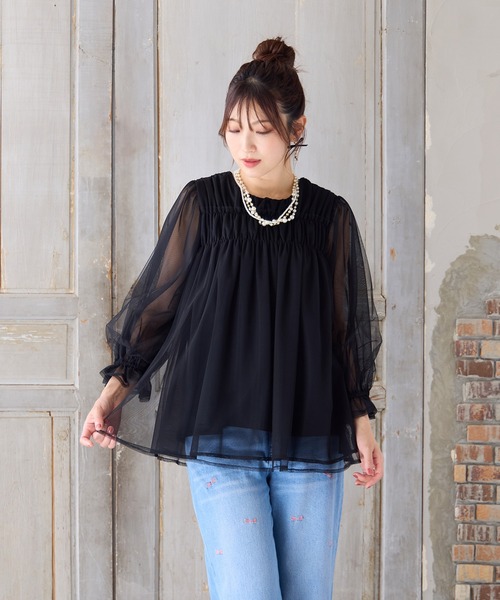 Rose Tiara（ローズティアラ） tシャツ 「手洗いOK」チュール重ね 