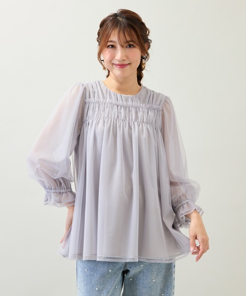 ローズティアラ（Rose Tiara）/【手洗いOK】チュール重ねカットソー Rose Tiara（ローズティアラ） tシャツ 「手洗いOK」チュール重ね