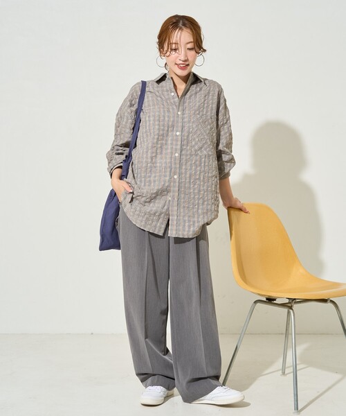 大きいサイズ レディース 新作/チェック ビッグシルエット シャツ ブラウス FREAK'S STORE ブラウス シャツ 限定展開 ビッグシルエット