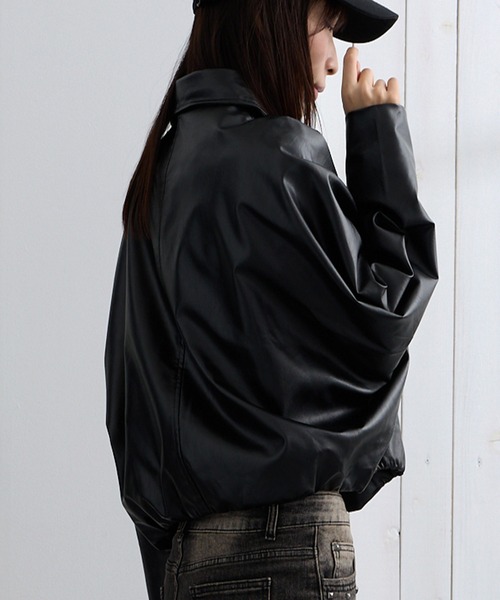 ヴィンテージ　変形デザイン　ドルマンスリーブ　レザー　ライダース　ジャケット カラフルデザイン|ドルマンスリーブ|レザージャケット - 古着屋