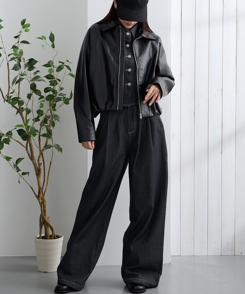 ADDITION STORE レザージャケット ライダース (トレンドのショート丈