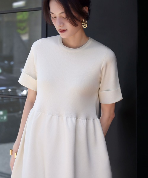 ELFRANK ワンピース 「2025AW」半袖コクーンニットワンピース