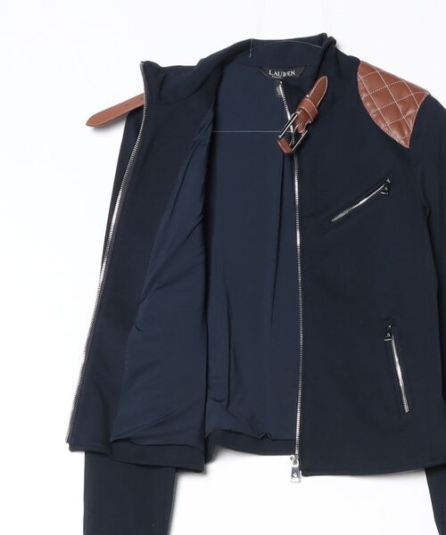 LAUREN RALPH LAUREN レザーニットファスナージャケット Polo by Ralph Lauren レザージャケットG9型